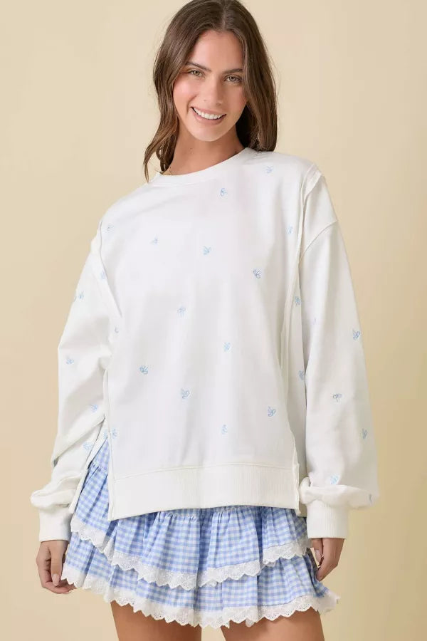 CT34353 Oversized Ribbon Bow Crewneck