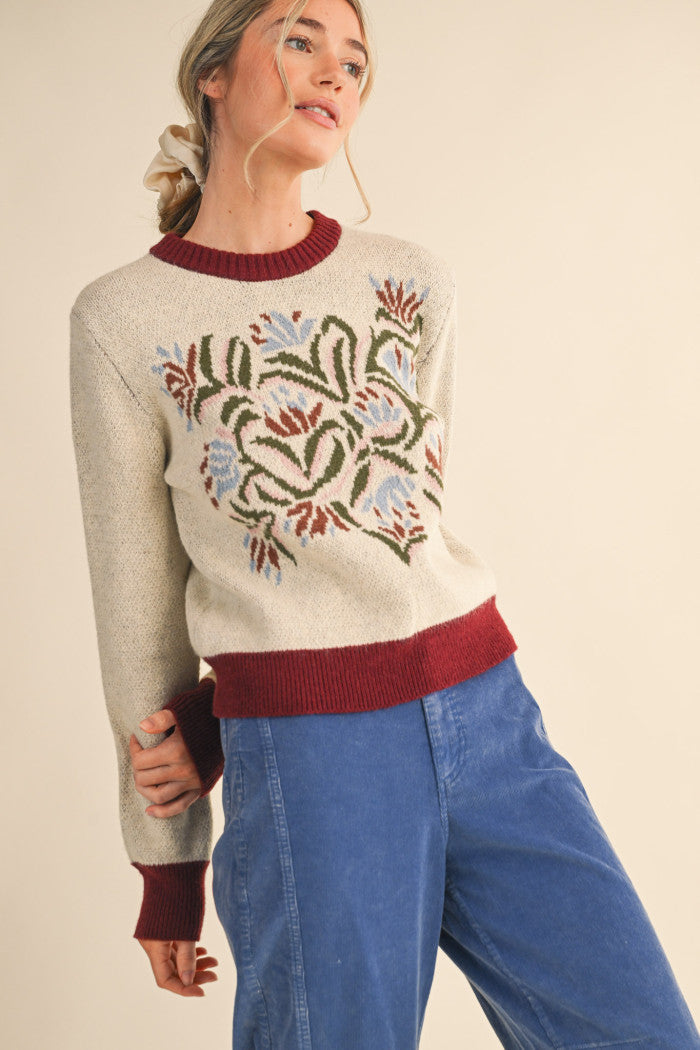 MSW11218 Floral Sweater