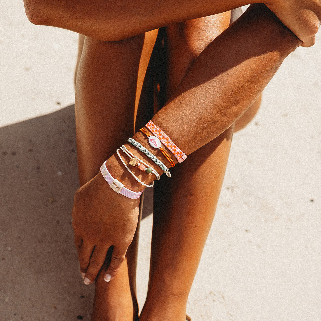Roxy Pink Tropics Hair Tie + Bracelet Set