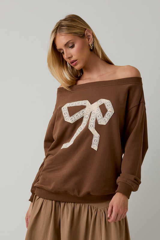 ZT1036 Lace Bow Sweatshirt