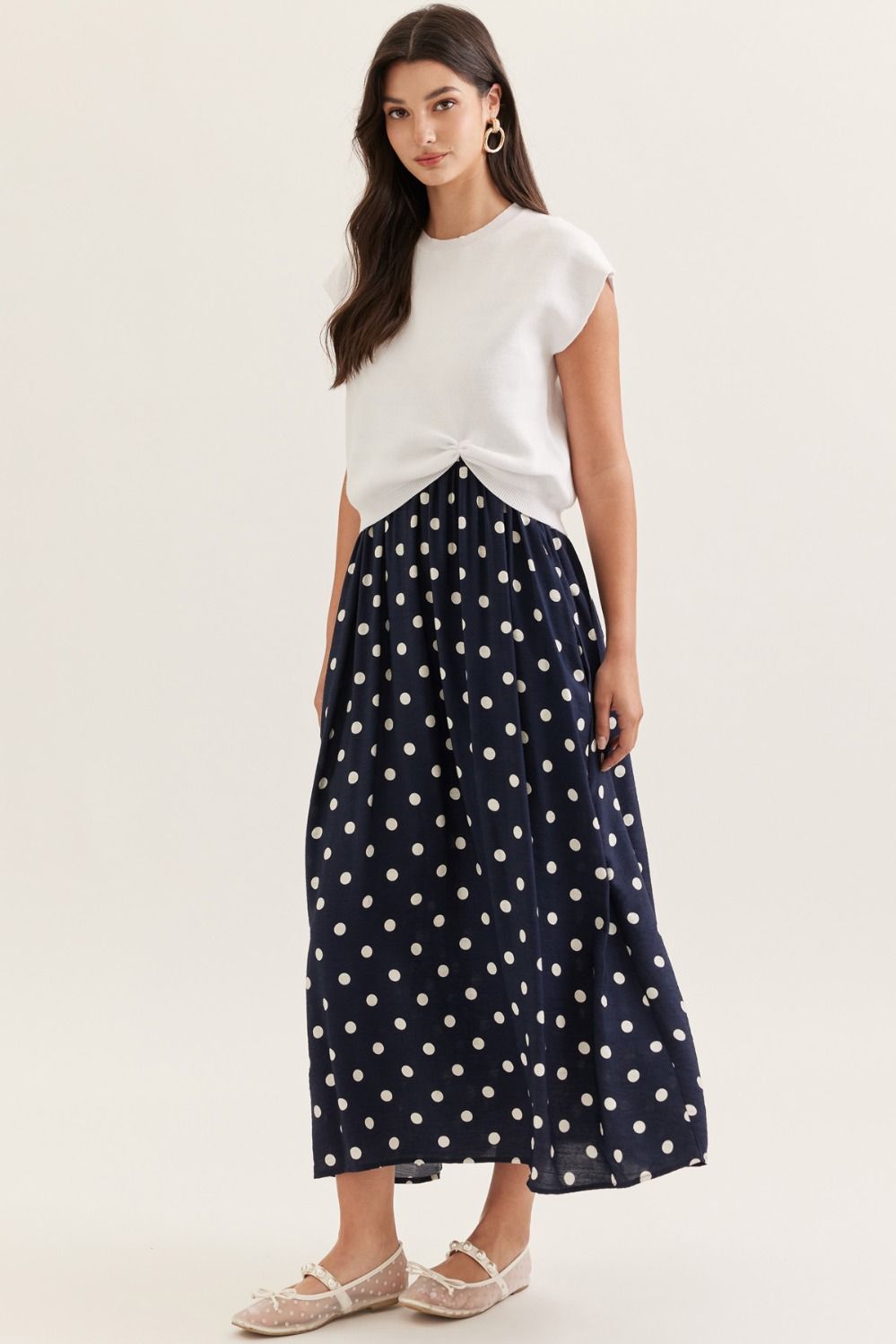 D31521 Layered Polka Dot Dress Set