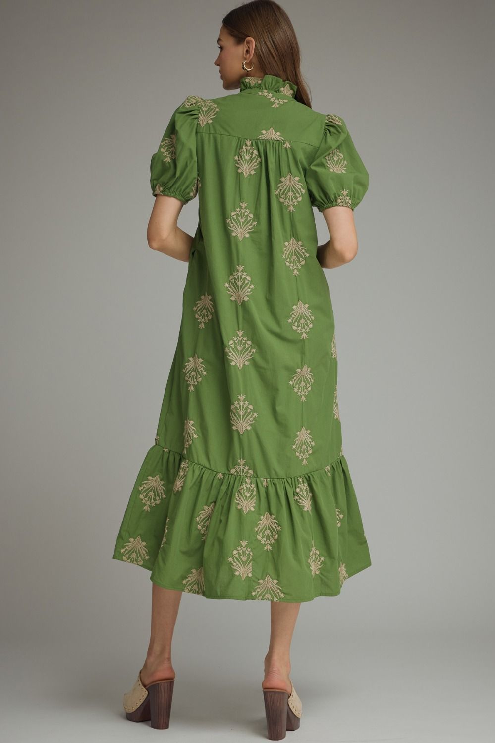 D30221 Embroidered Botanical Midi Dress