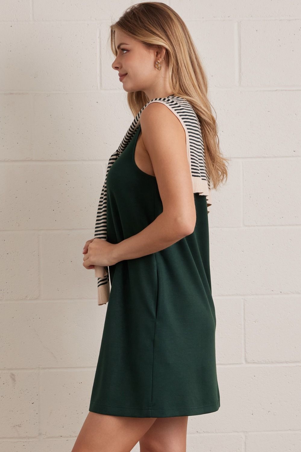 D30169 Solid Sleeveless Mini Dress