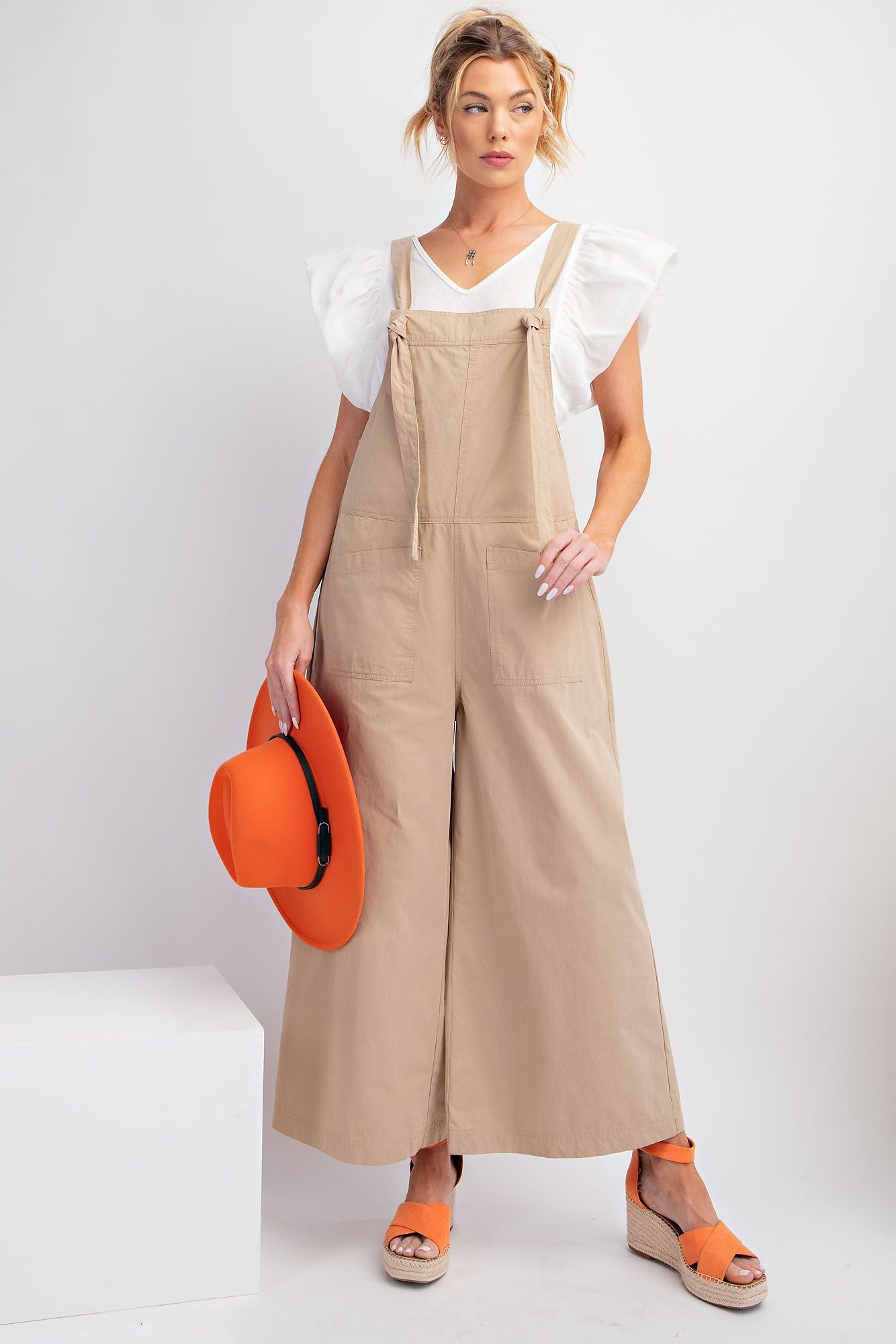 EB55906 Wide Leg Parachute Jumpsuit