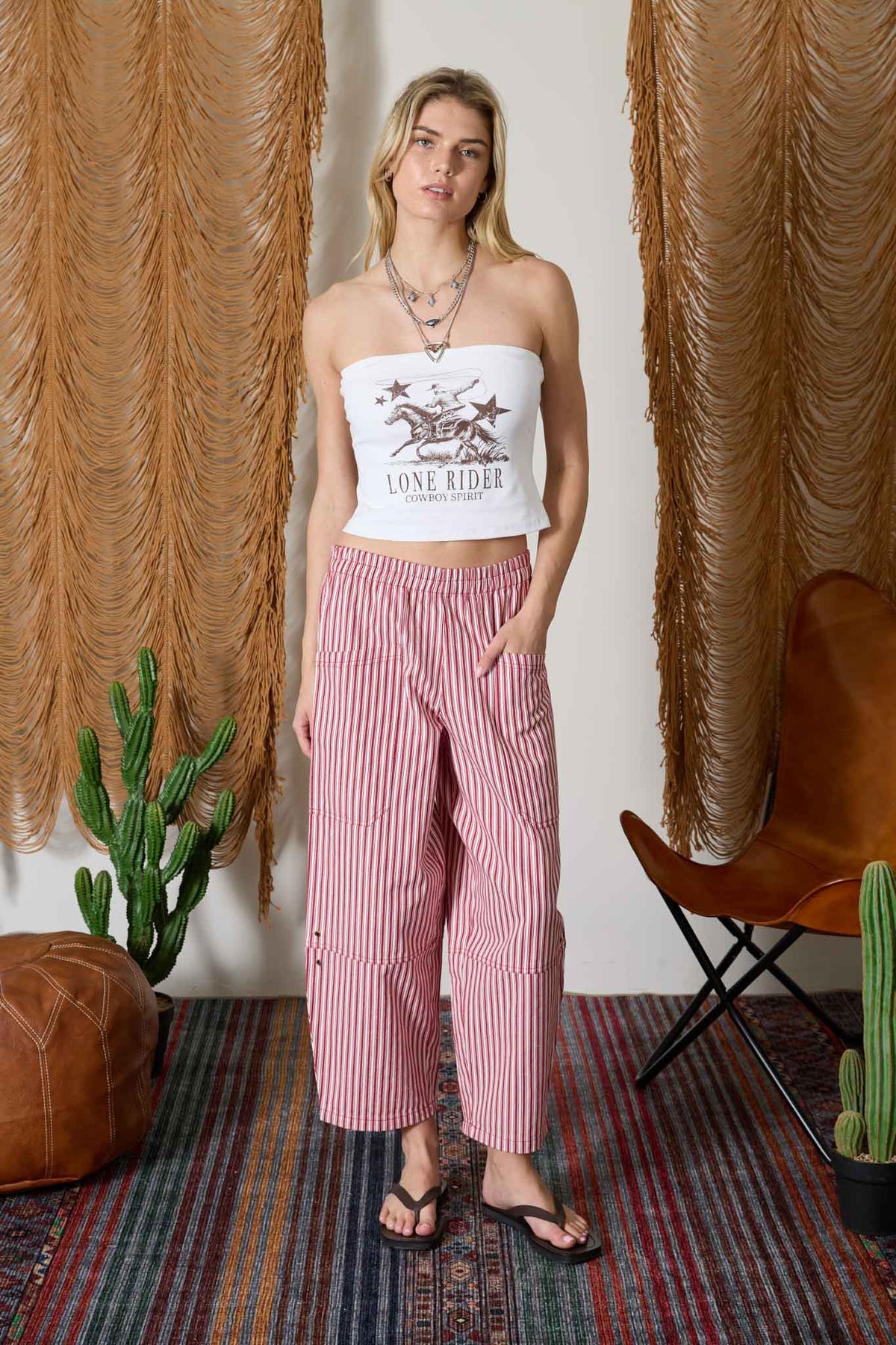 J6SP1010 Stripe Wide Leg Pants