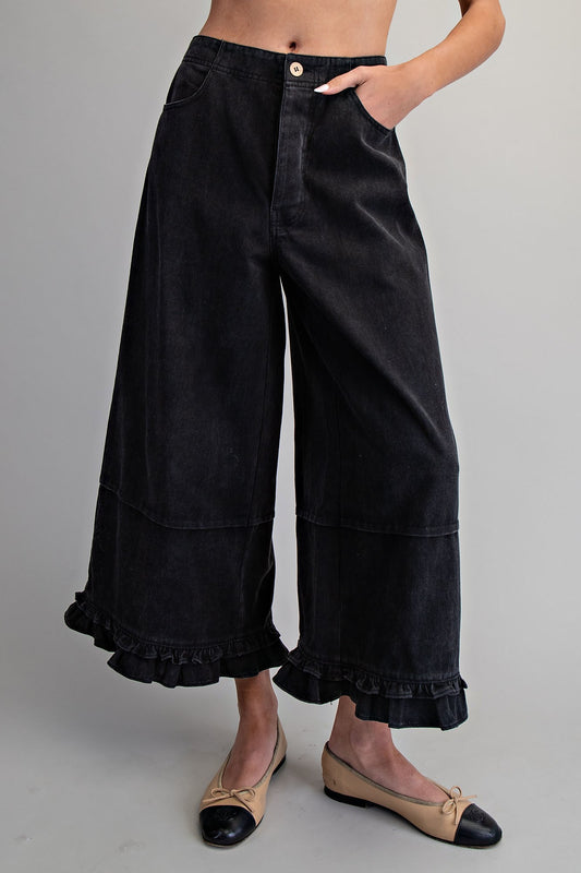 PH15714 Mineral Washed Ruffle Hem Pants