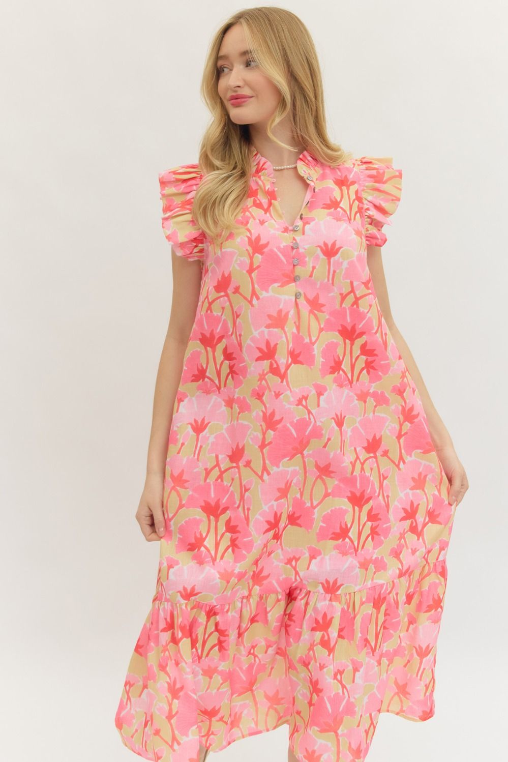 D30652 Floral Midi Dress