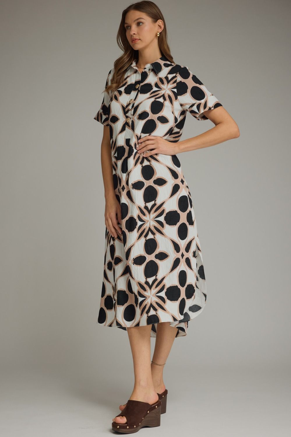 D29514 Printed Midi Dress