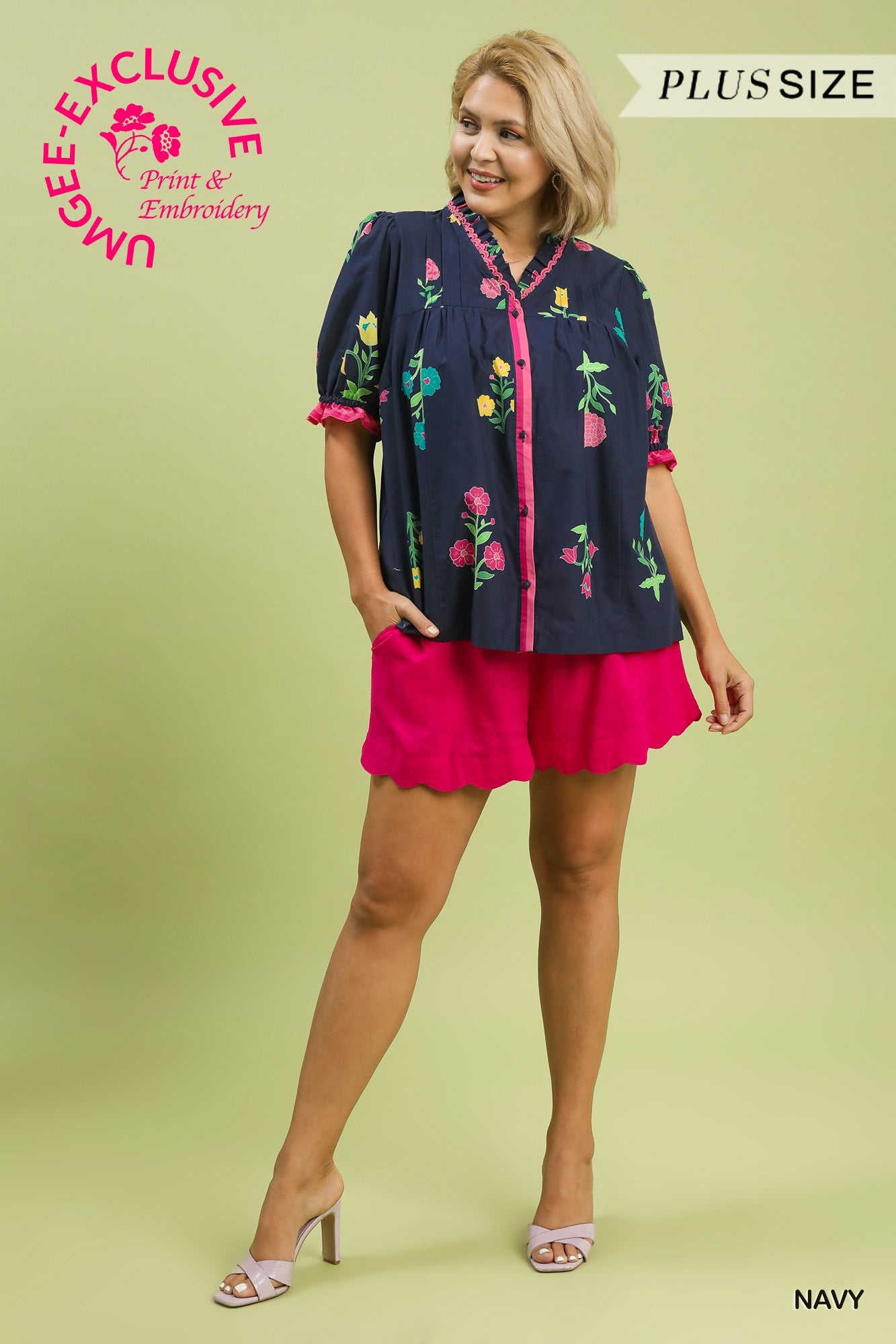 WK1468 Curvy Petal Parade Printed Top