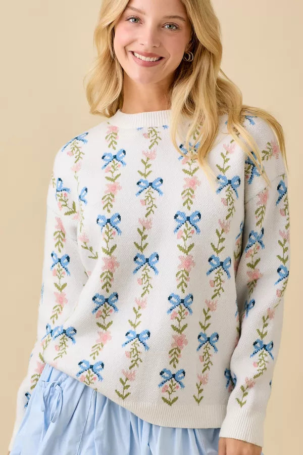 CL21006 Coquette Ribbon Bow Sweater