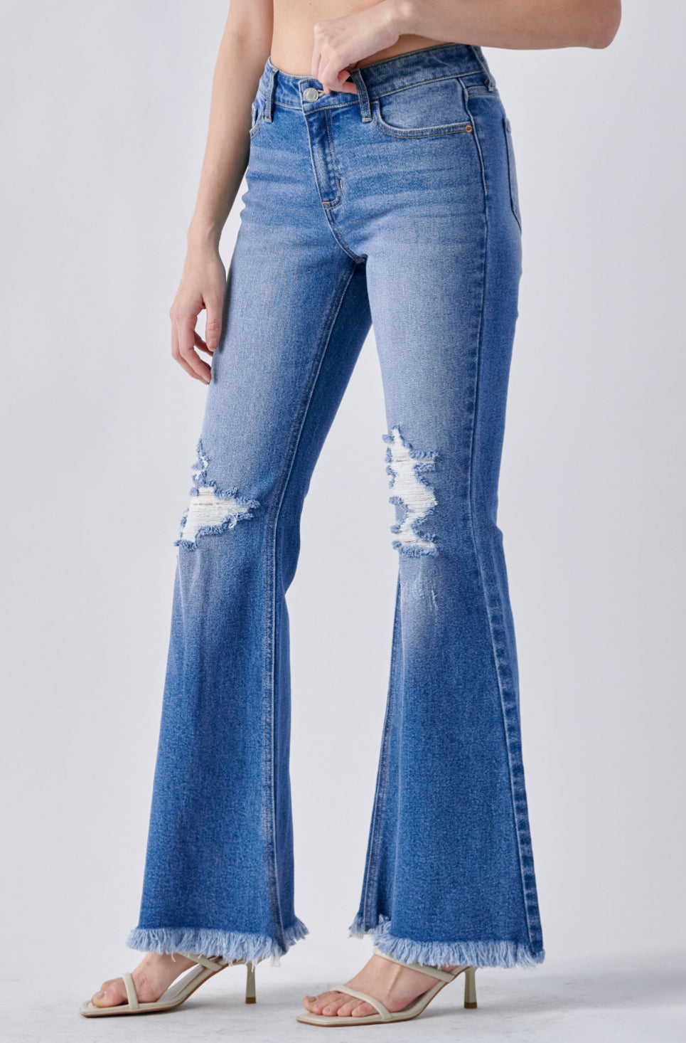 AB38296MD Mid Rise Super Flare Jeans