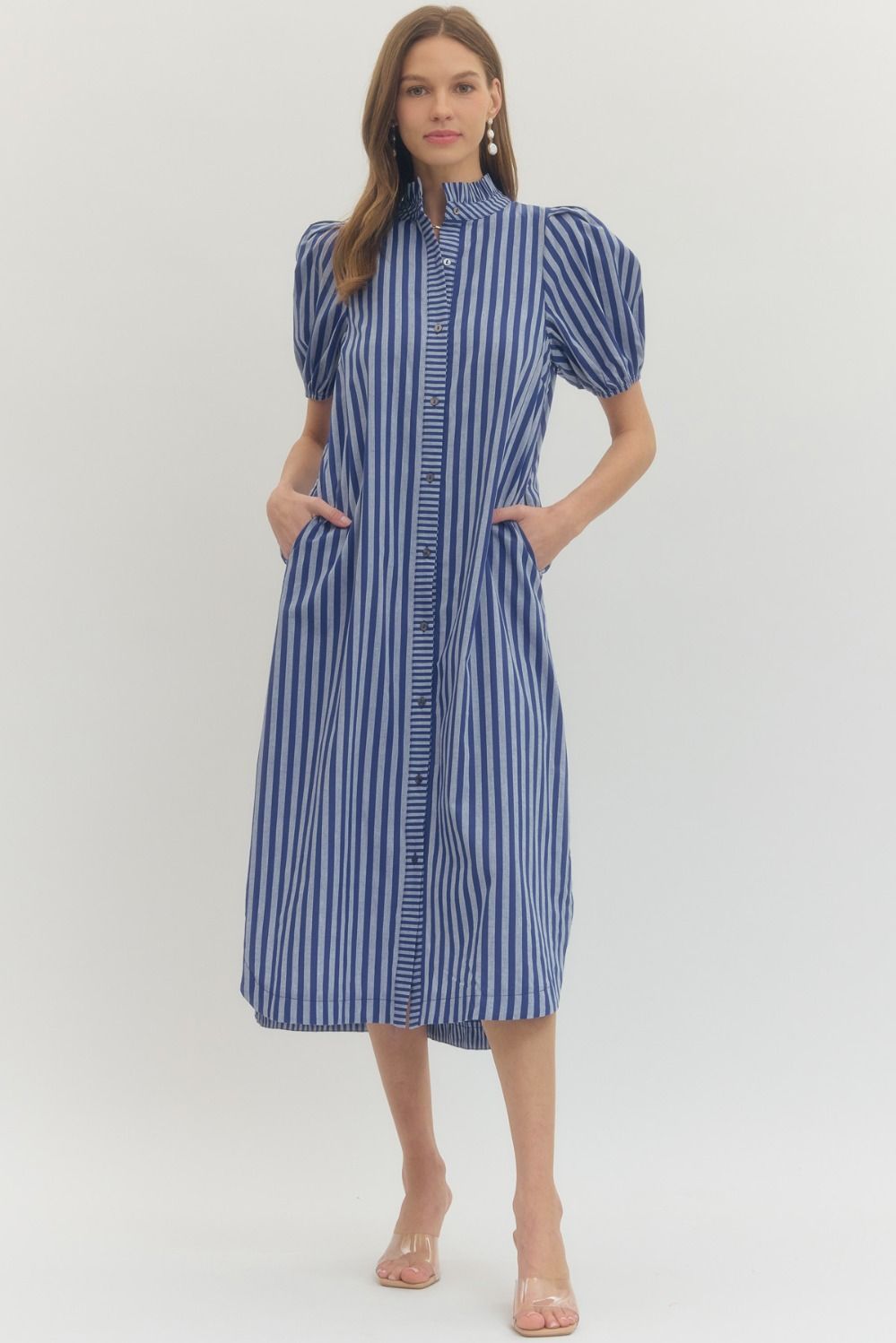 D27601 Stripe Print Midi Dress