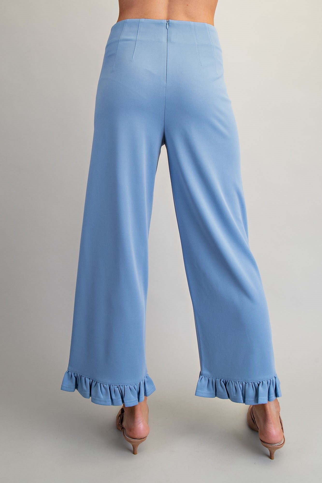 PK14599 Straight Leg Ruffled Hem Pants