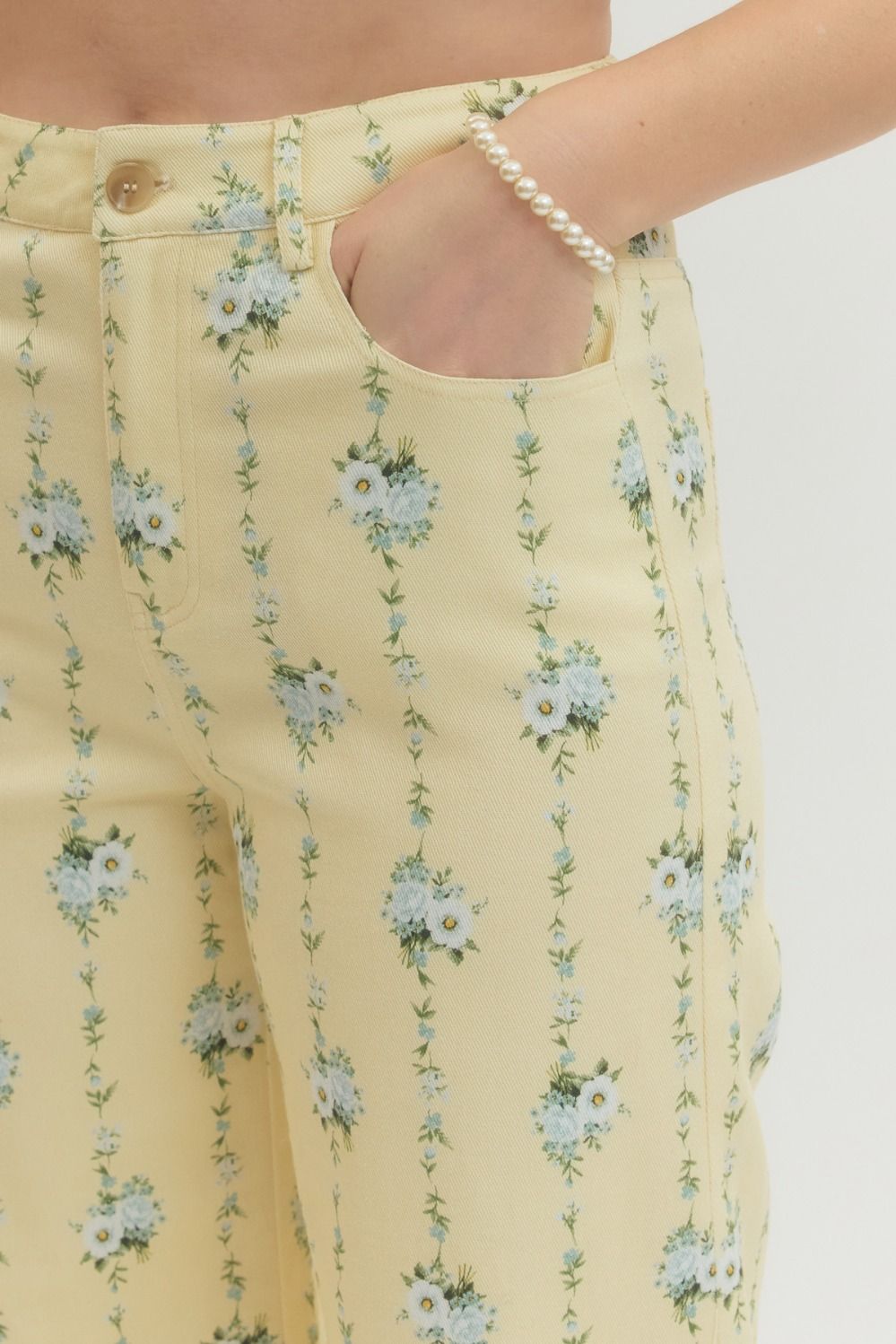P30424 Floral Print Wide Leg Pants