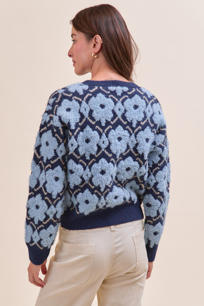MSW11198 Fuzzy Floral Sweater