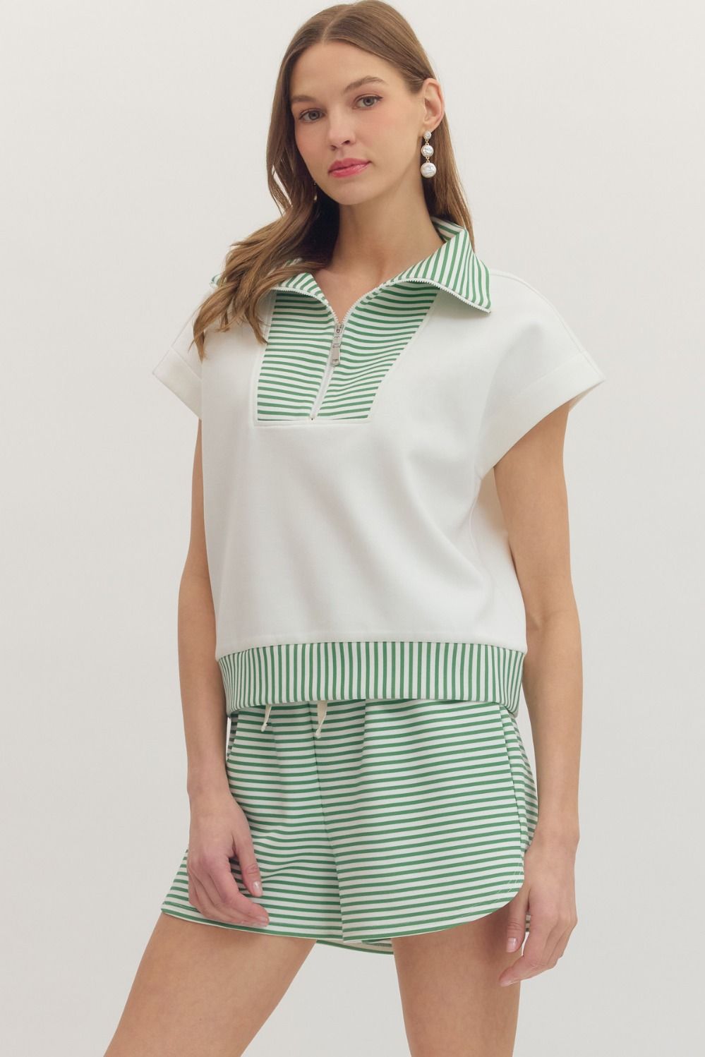 T30997 Striped Cap Sleeve Top
