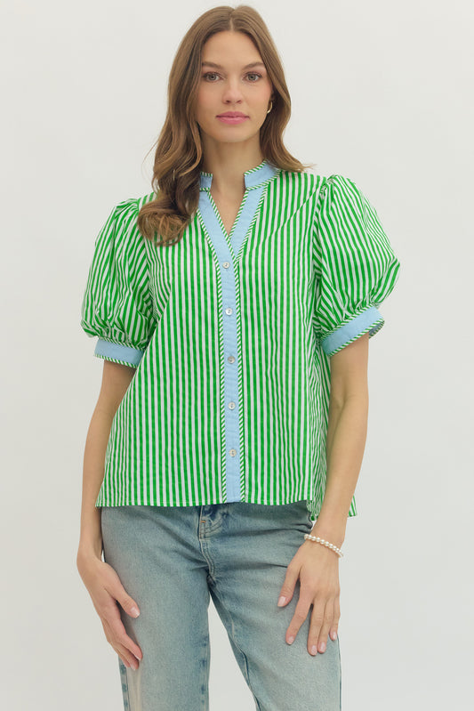 T30449 Two Tone Stripe Top