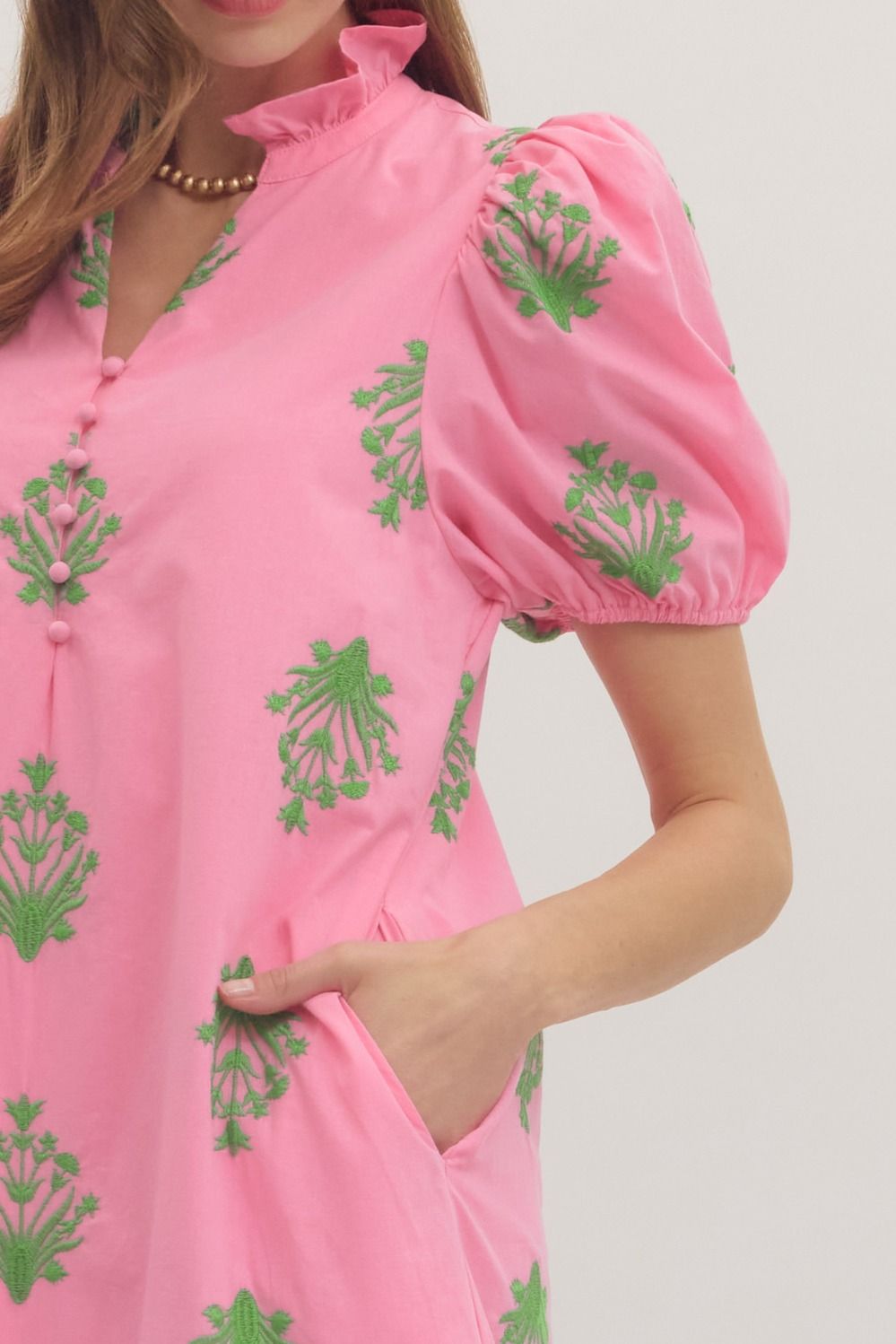 D30221 Embroidered Botanical Midi Dress
