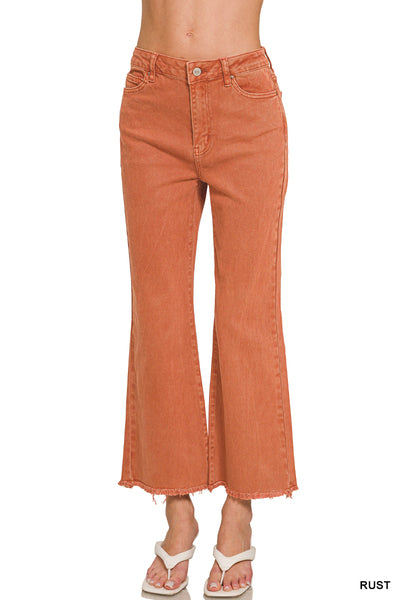 DMP-1847A High Waisted Frayed Hem Pants