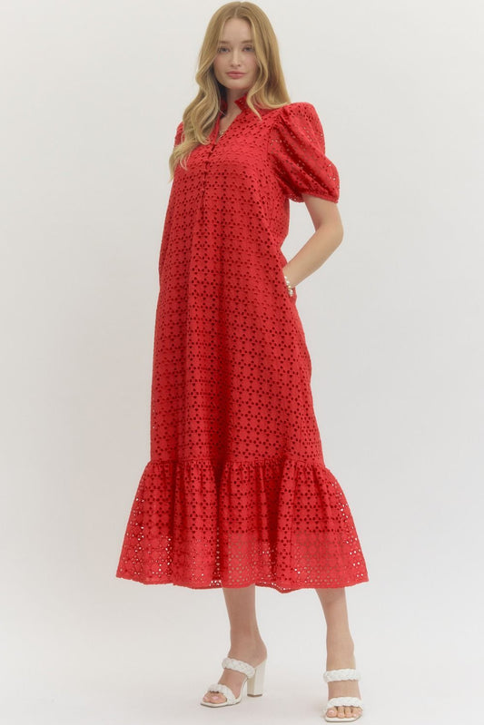 D29377 Eyelet Midi Dress