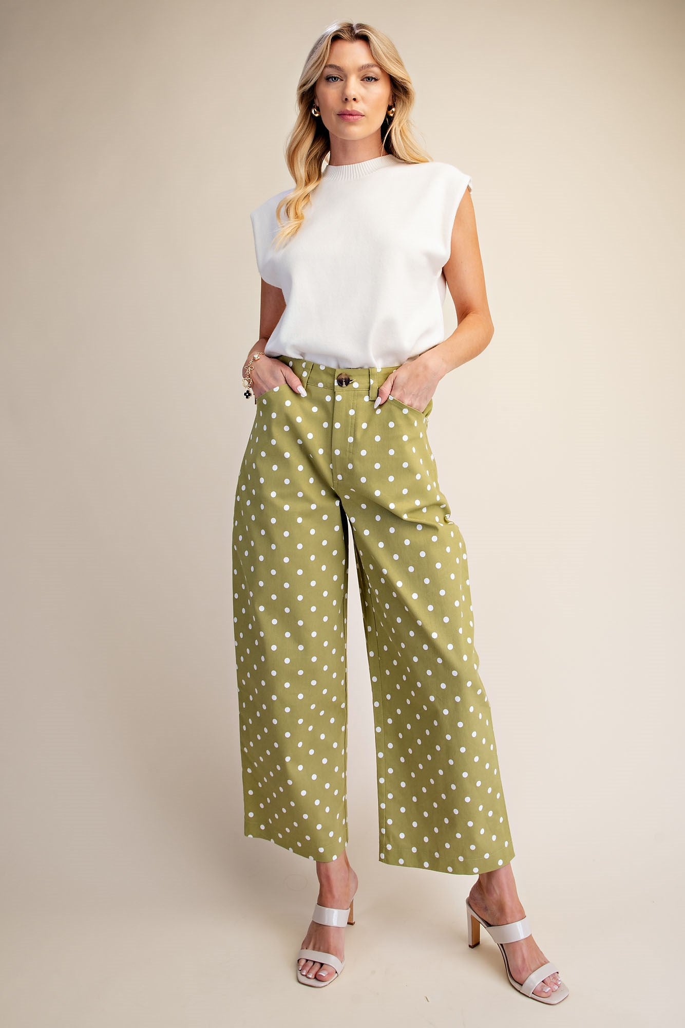 P8239 Wide Leg Barrel Polka Dot Pants