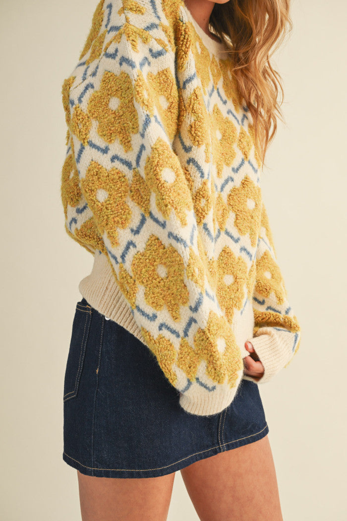 MSW11198 Fuzzy Floral Sweater
