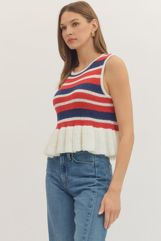 T31560 Striped Sleeveless Top