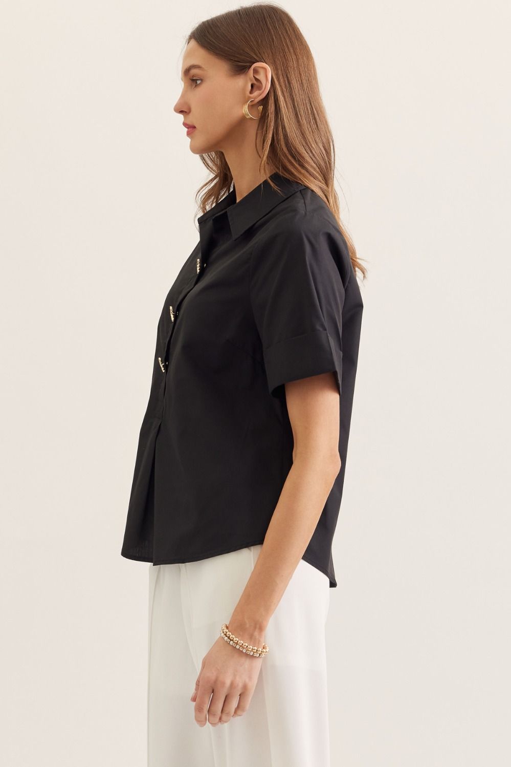 T29541 Solid Short Sleeve Top