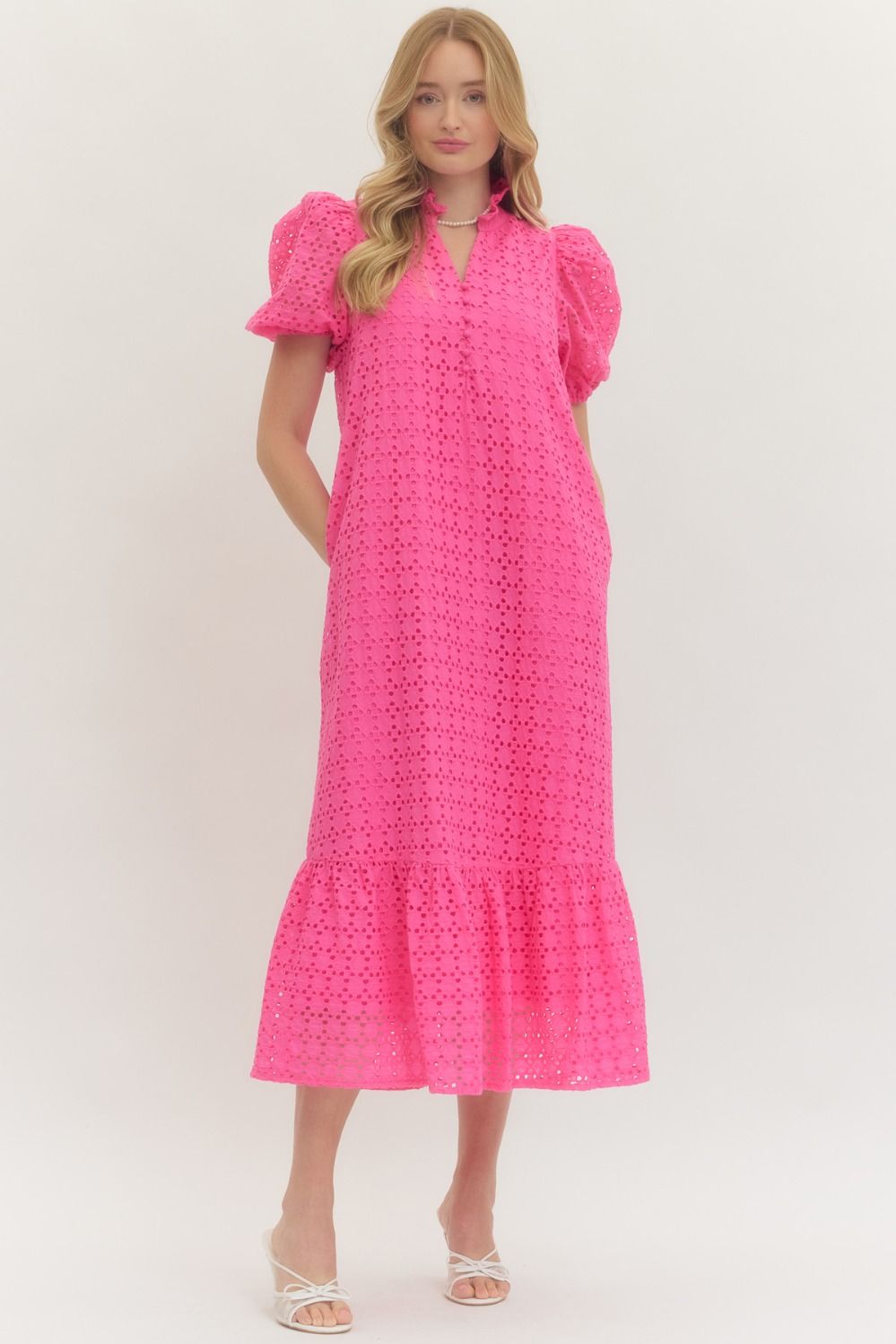 D29377 Eyelet Midi Dress