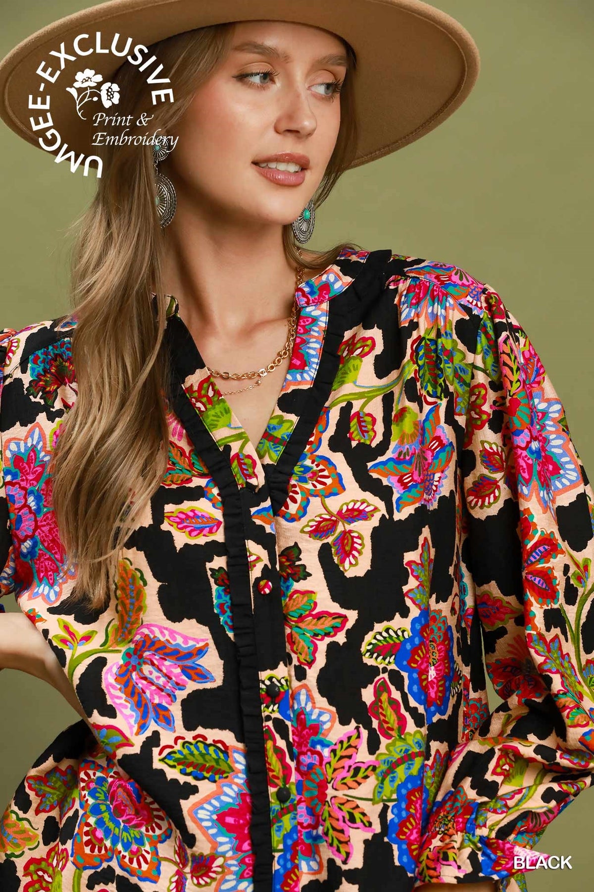 D1202 Mixed Floral Print Top
