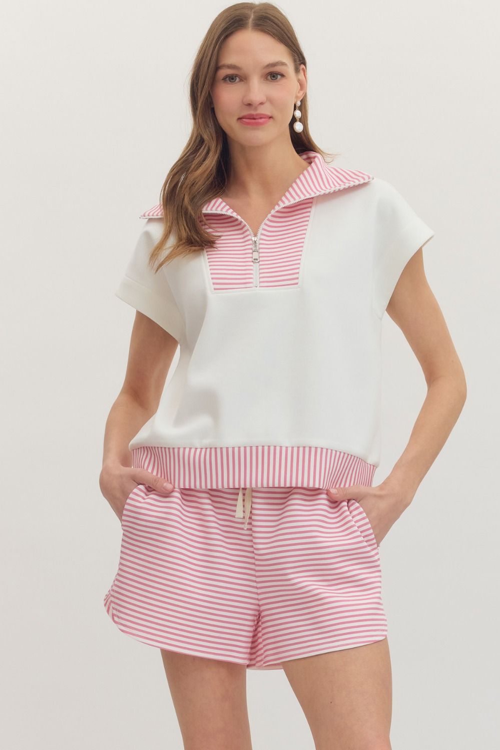 T30997 Striped Cap Sleeve Top