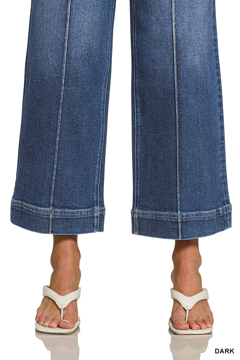 DYP-9558DD Wide Leg Pintuck Denim Jeans