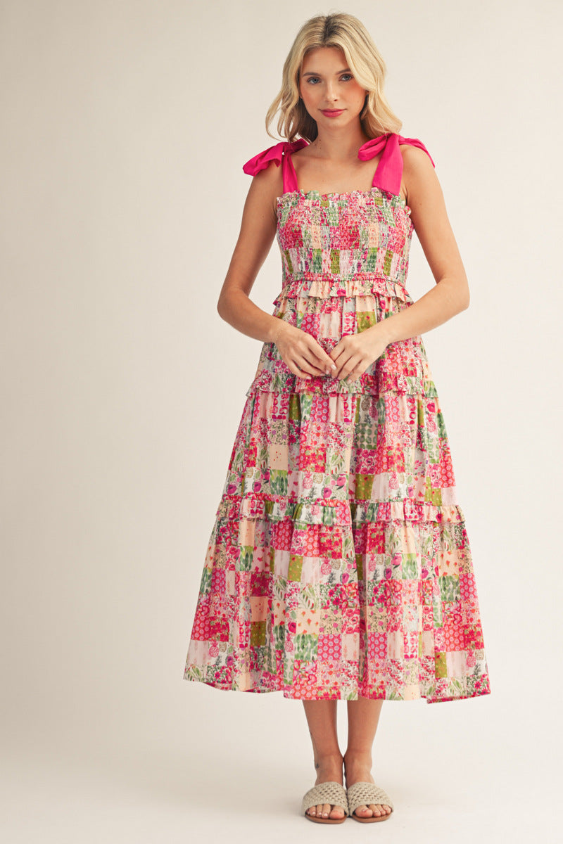 G15778 Patchwork Midi Dress