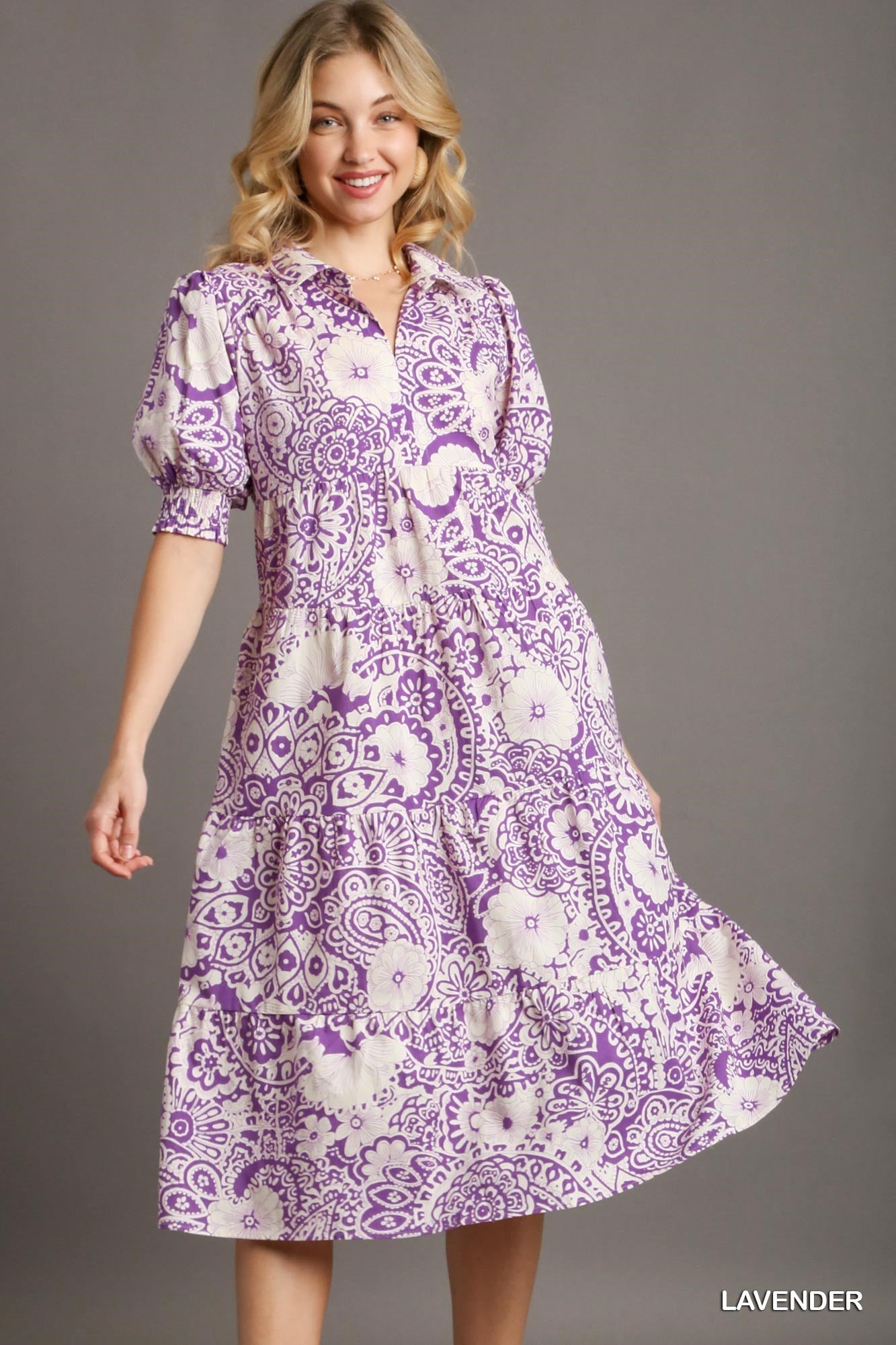 A0855 Paisley Print Long Dress