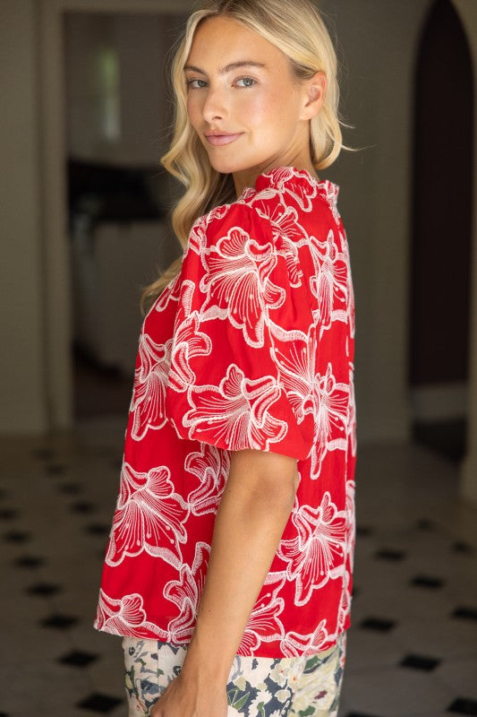 36820 Floral Embroidered Top