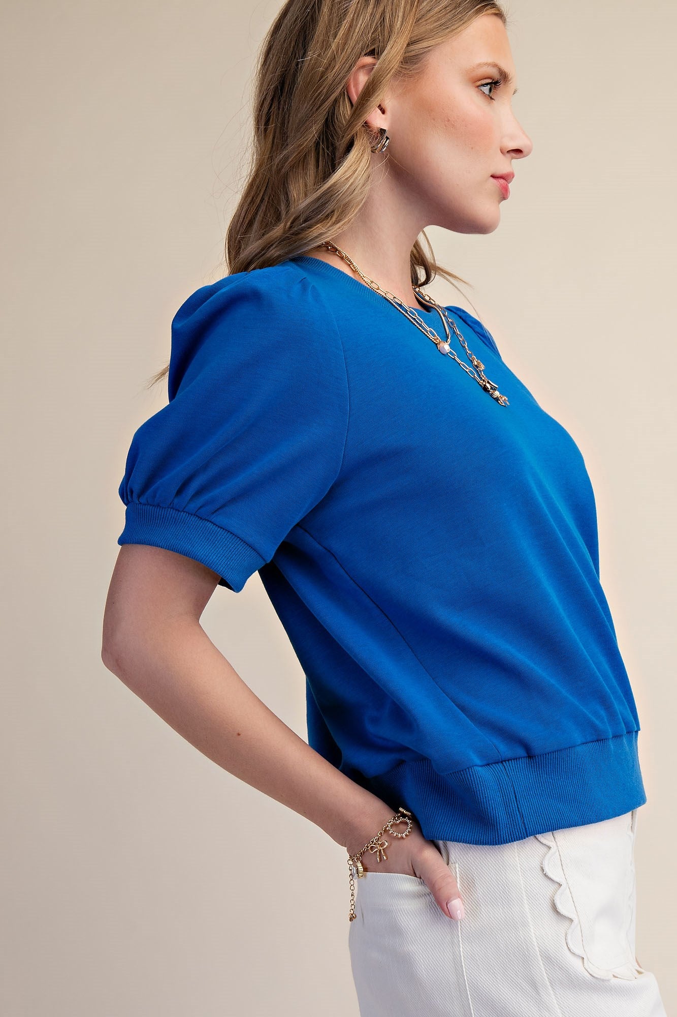 T8044 Round Neck Solid Top