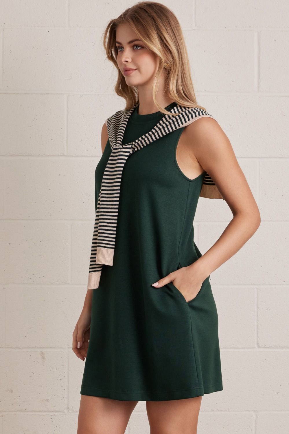 D30169 Solid Sleeveless Mini Dress