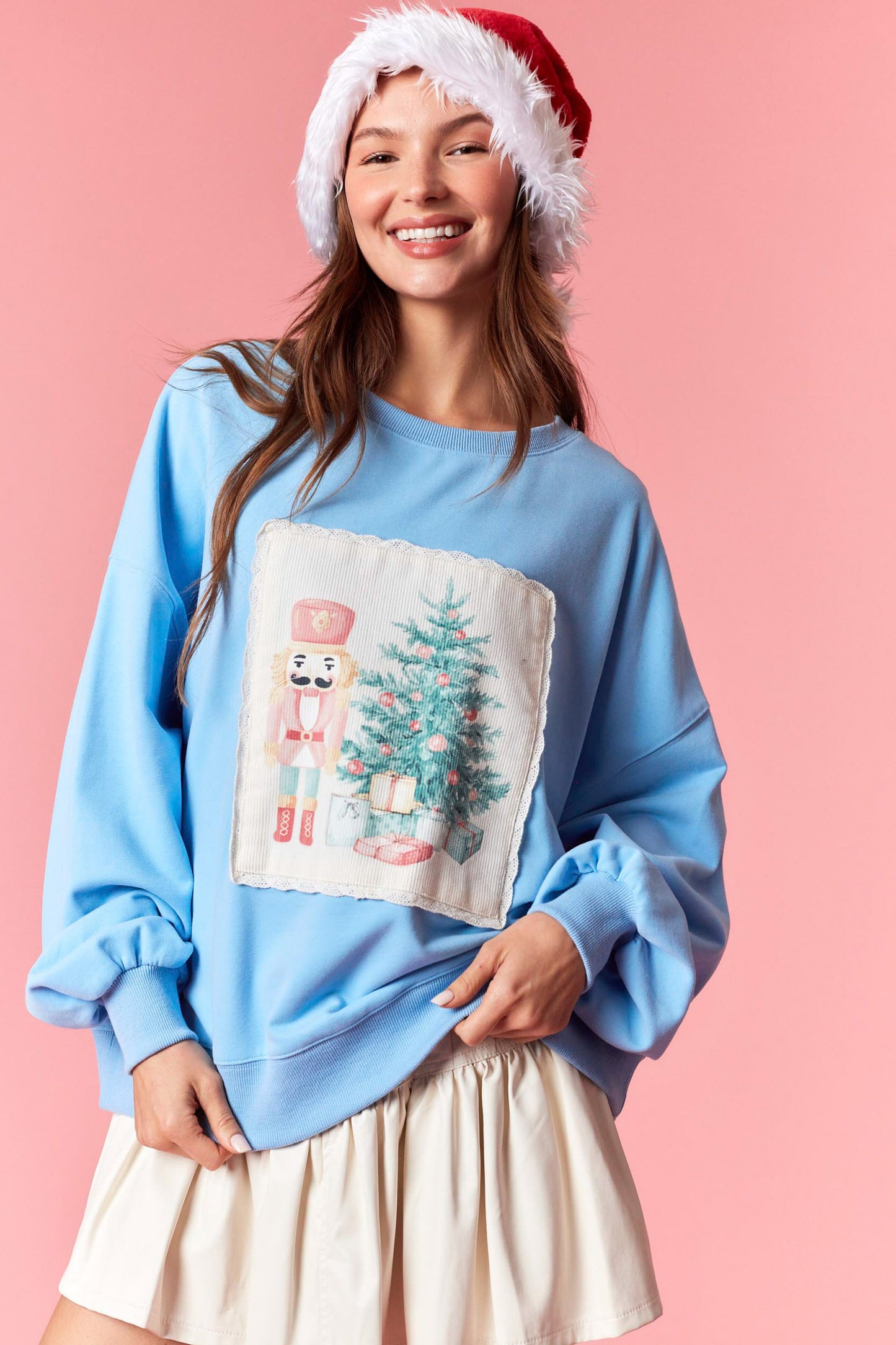 IKT300394-01 Christmas Printed Corduroy Sweatshirt
