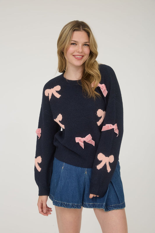 CR2732 Bow Pattern Sweater