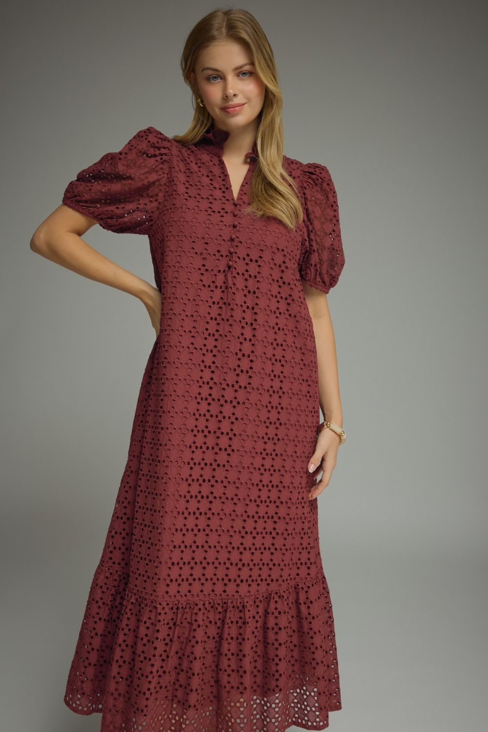 D29377 Eyelet Midi Dress