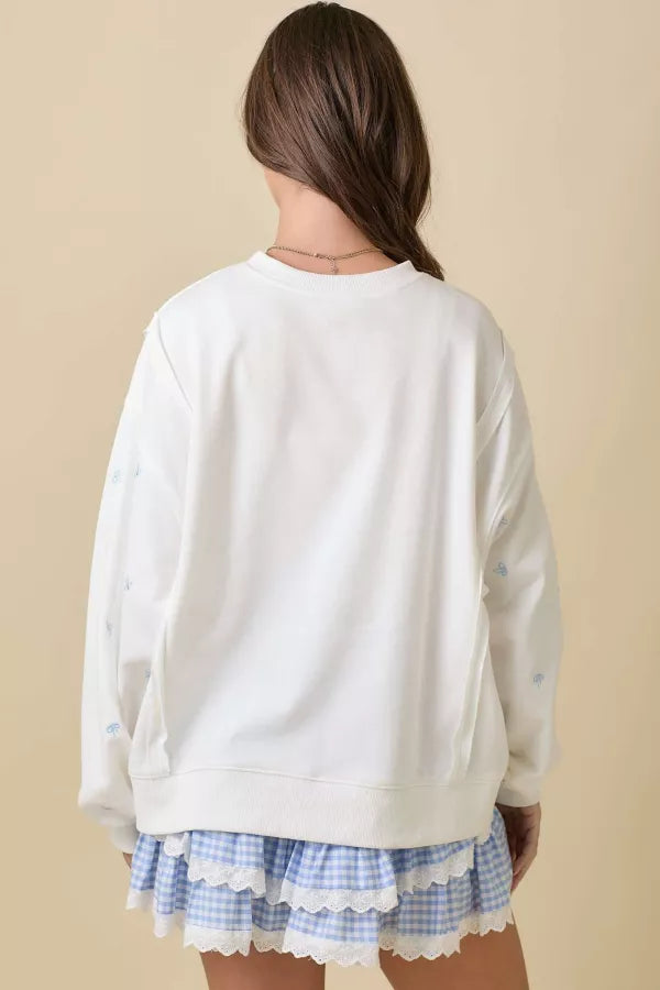 CT34353 Oversized Ribbon Bow Crewneck