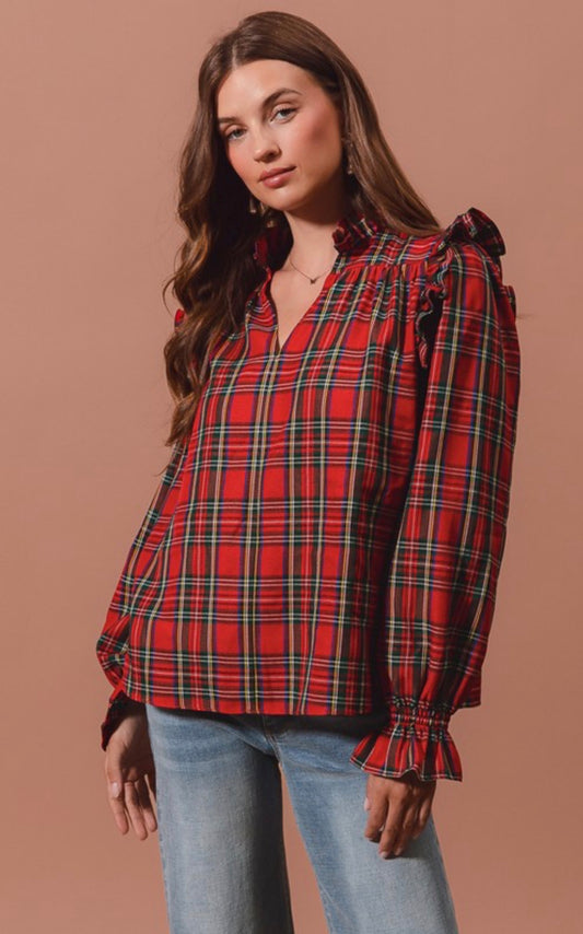 ST2184-02 Christmas Plaid Top