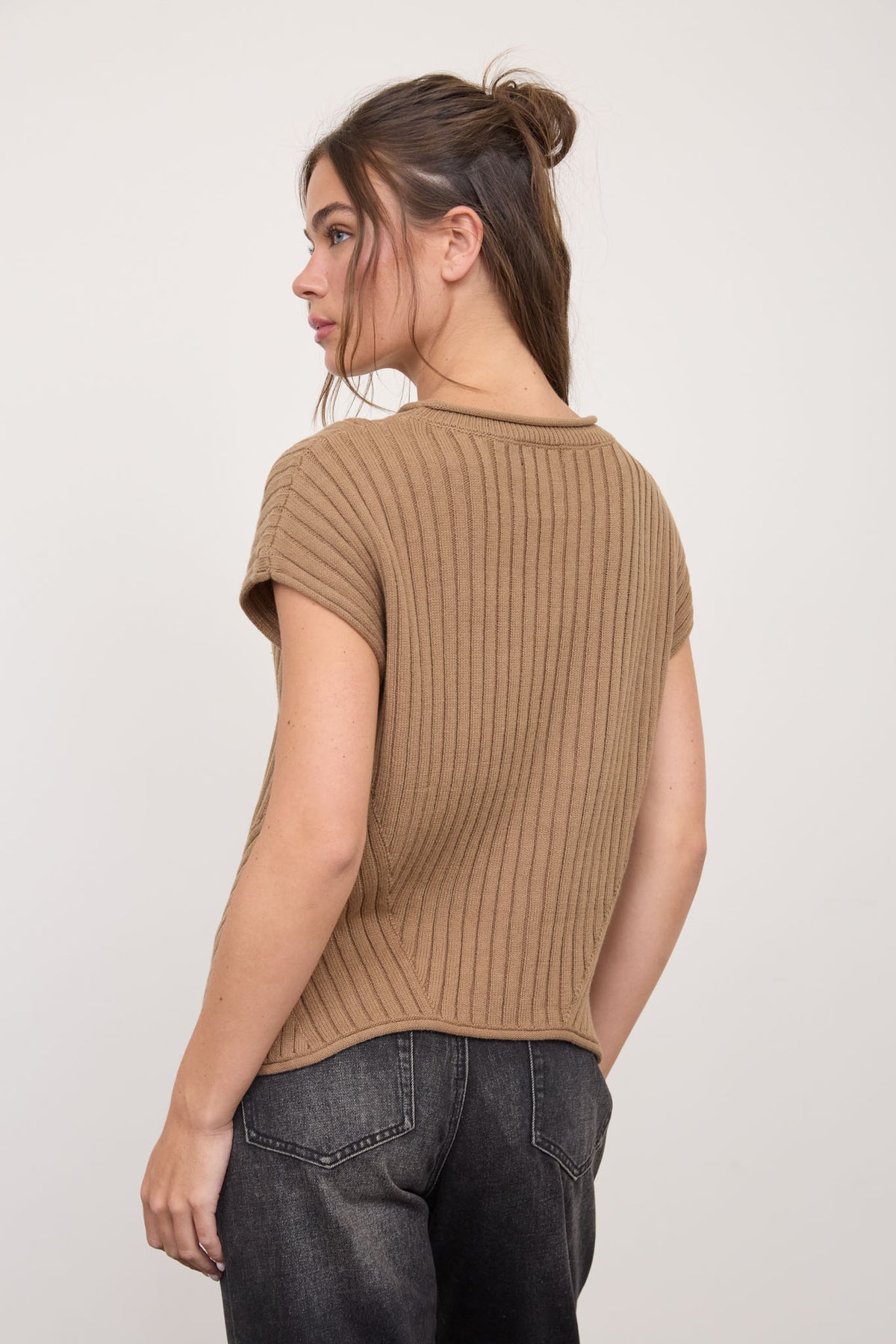 TW2388 Ribbed Short Sleeve Pullover