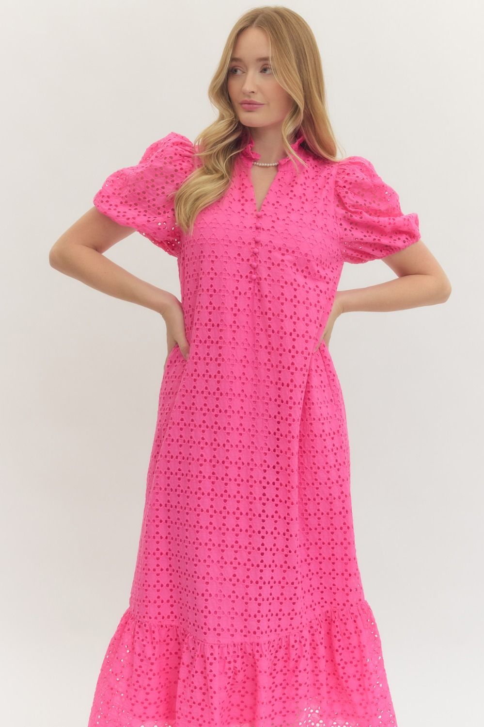 D29377 Eyelet Midi Dress