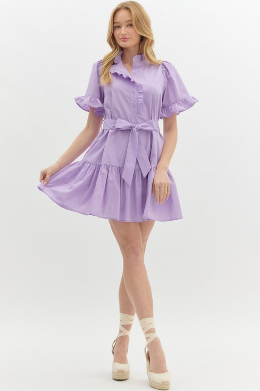 D25534 Solid Short Sleeve Dress