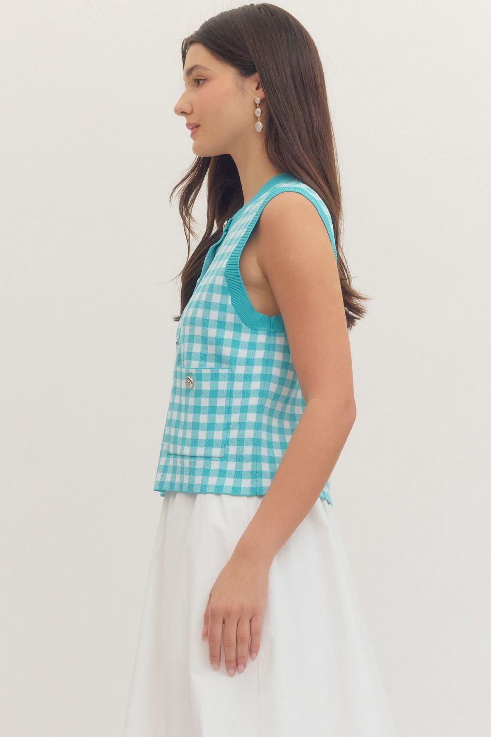 T30793 Gingham Sleeveless Top