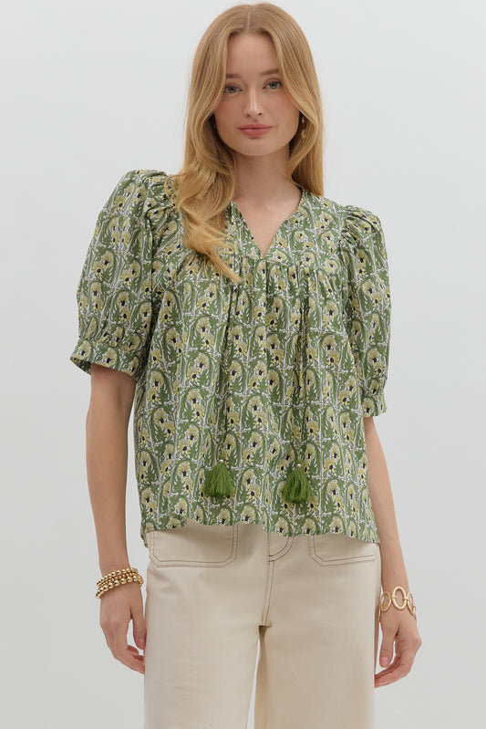 T27490 Floral Motif Pattern Top