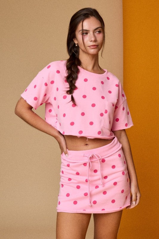 PX19692 Polka Dot Crop Top and Skort Set