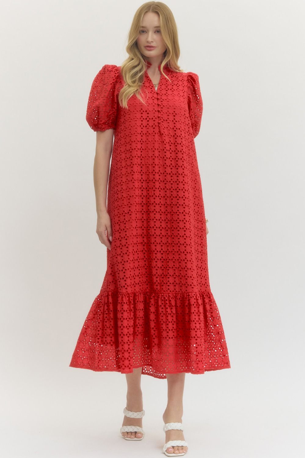 D29377 Eyelet Midi Dress