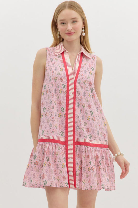 D26512 Floral Print Sleeveless Dress